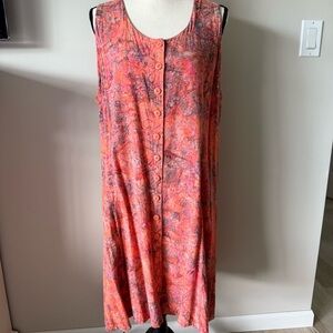 Del Sole Rayon Women's Sleeveless Button-Down dress Orange and Pink size 1XL